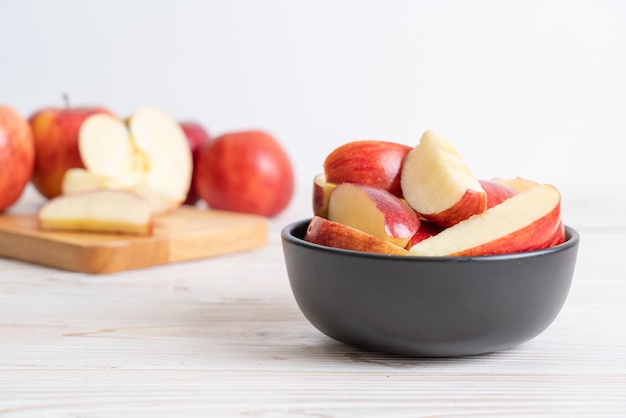 Fresh red apples sliced bowl