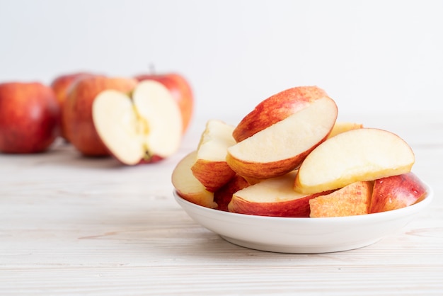 Fresh red apples sliced bowl