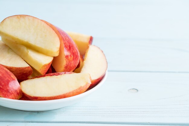 Fresh red apples sliced bowl