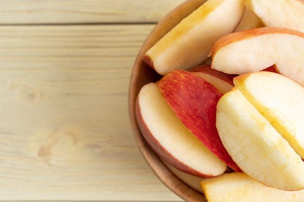 Fresh red apples sliced bowl