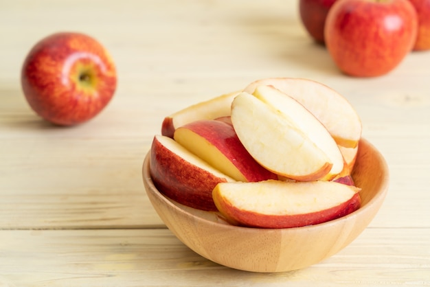 Fresh red apples sliced bowl