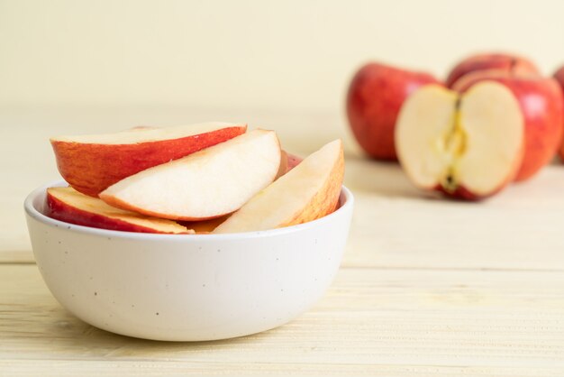 Fresh red apples sliced bowl