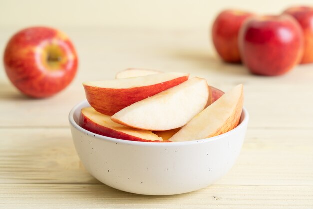 Fresh red apples sliced bowl