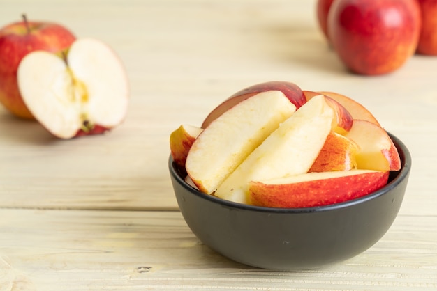 Fresh red apples sliced bowl