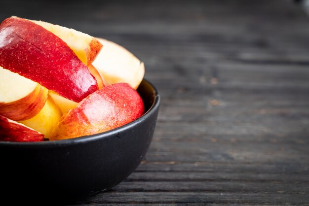 fresh red apples sliced bowl