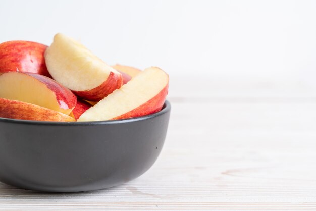 fresh red apples sliced bowl