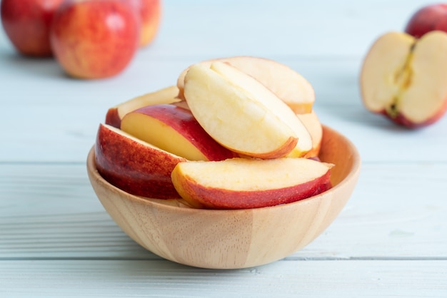 fresh red apples sliced bowl