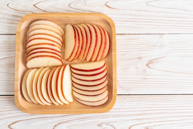 fresh red apples sliced bowl