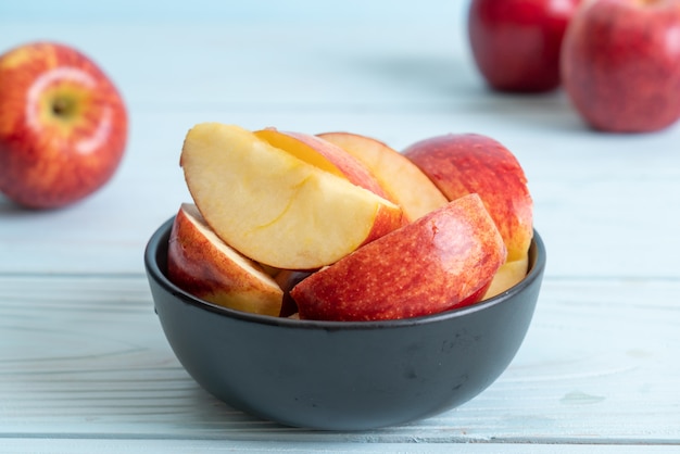 fresh red apples sliced bowl