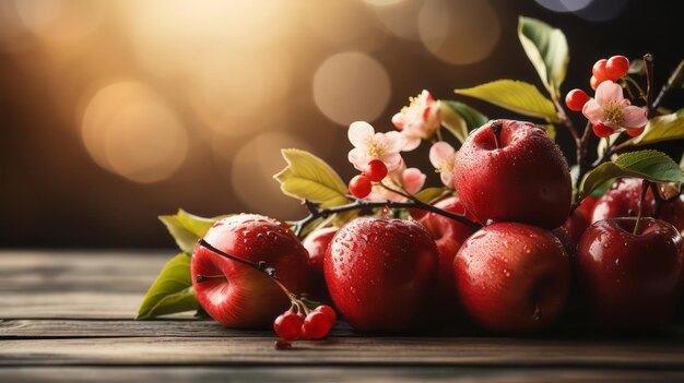 Fresh red apples on the table