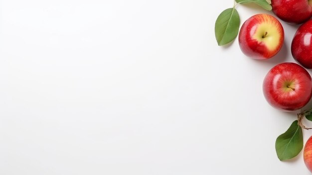 Photo fresh red apples on white background minimalist starkness design