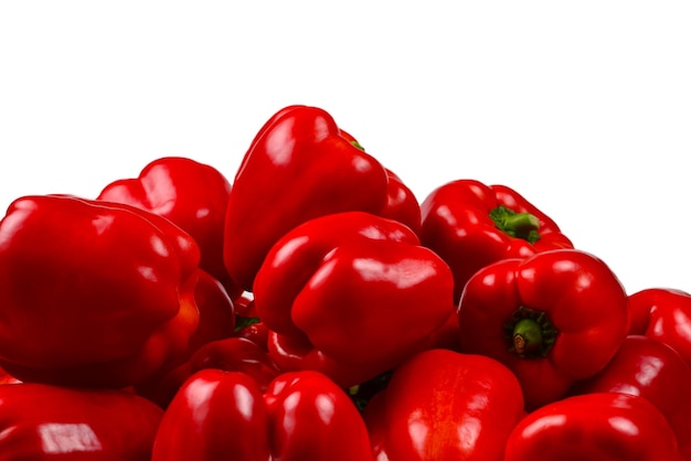 Fresh red bell pepper isolated on white background Copy space