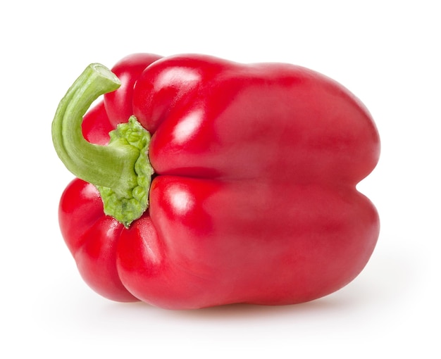Fresh red bell pepper isolated on white background with clipping path