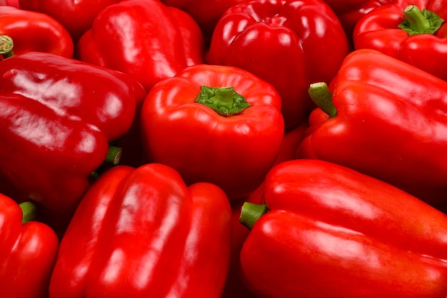 Fresh red bell pepper surface.