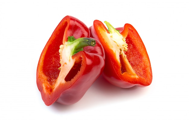 fresh red bell pepper on white background