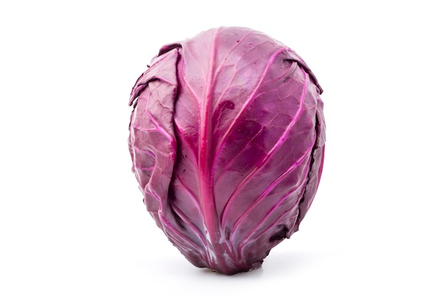 Fresh red cabbage on a white background