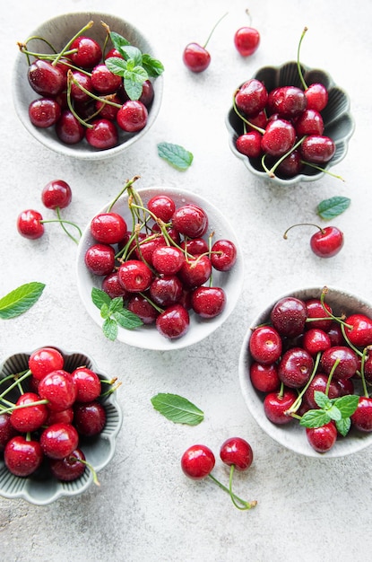 Fresh red cherries fruit