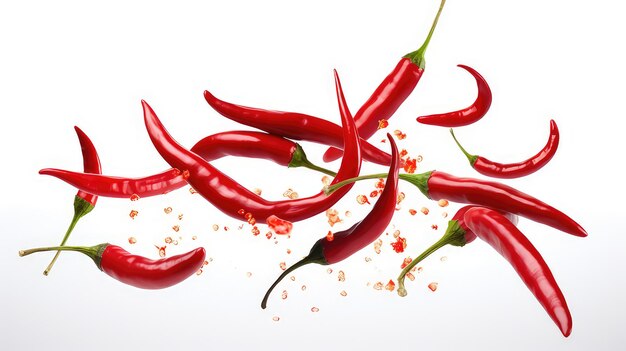 Fresh red chilies on a white background 1