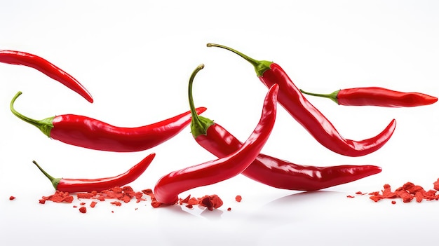 Fresh red chilies on a white background 1