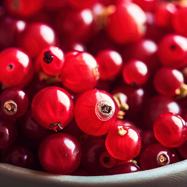 Fresh red currant berries in a bowl concept of healthy eating vegan food Close up selective focus