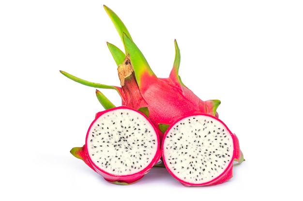 Fresh red dragon fruit isolated on white background