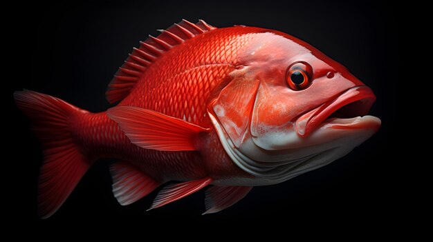 Photo fresh red fish on black background