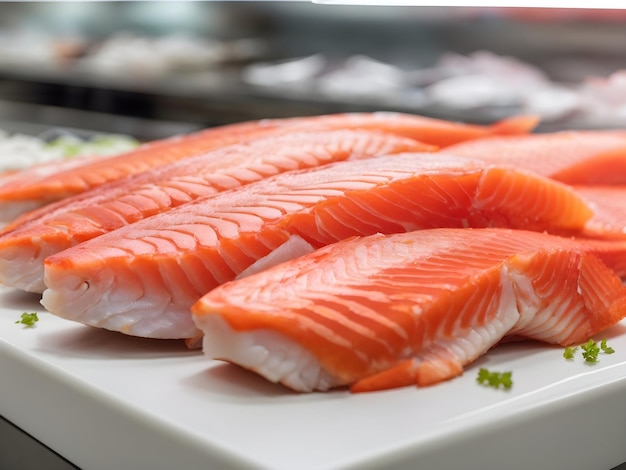 Fresh Red Fish Fillet on White Display