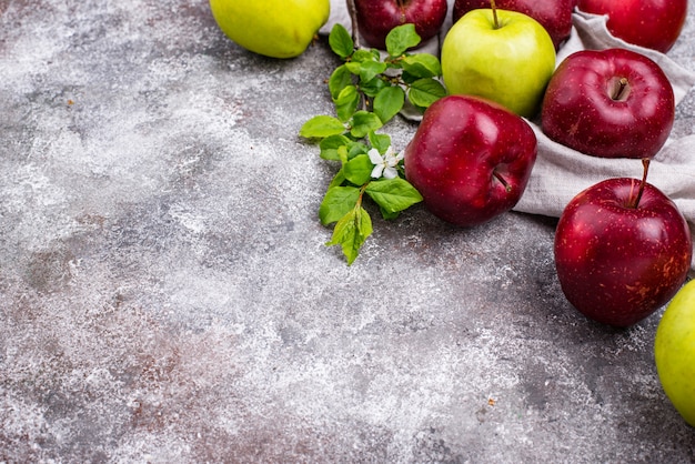 Fresh red and green ripe apples