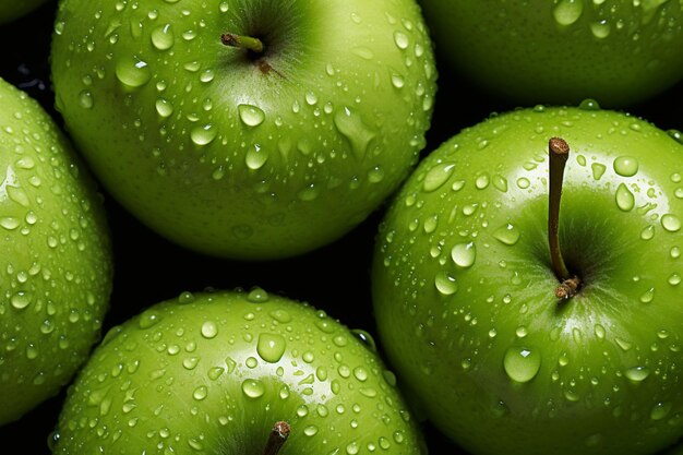 Photo a fresh red and green with water drops background 4k