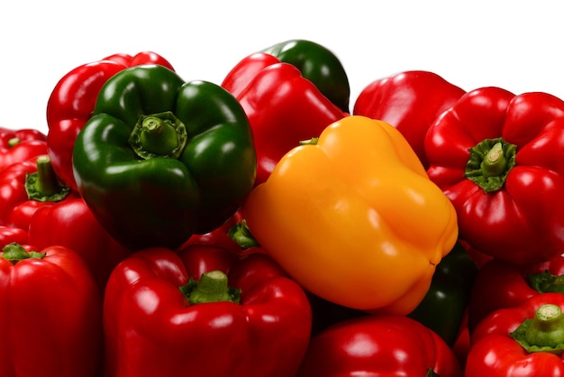 Fresh red green yellow bell pepper background