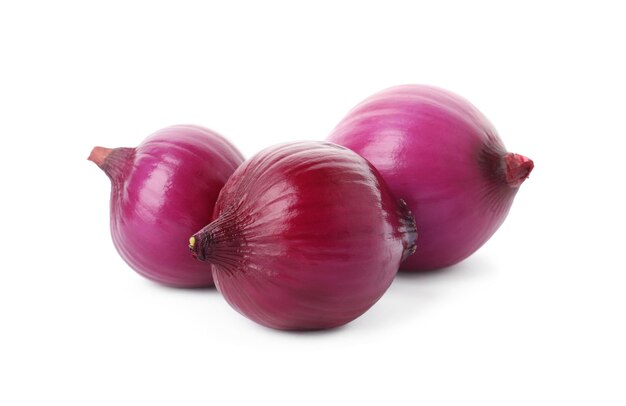 Fresh red onion bulbs isolated on white