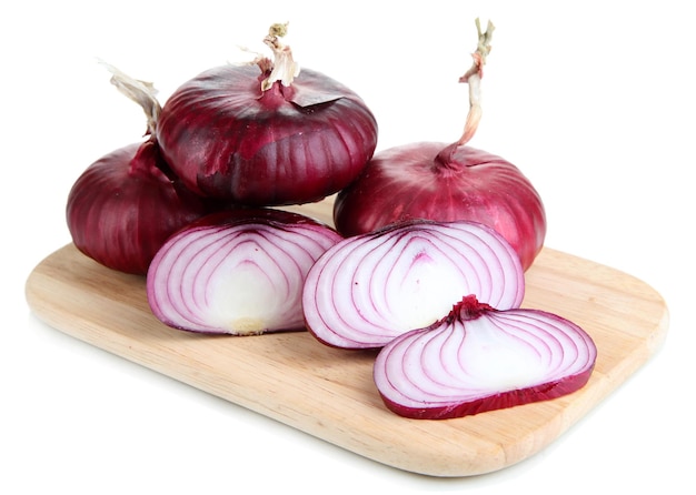 Fresh red onions isolated on white