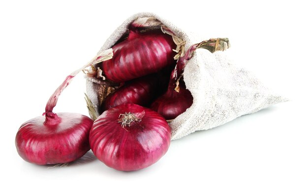 Fresh red onions isolated on white