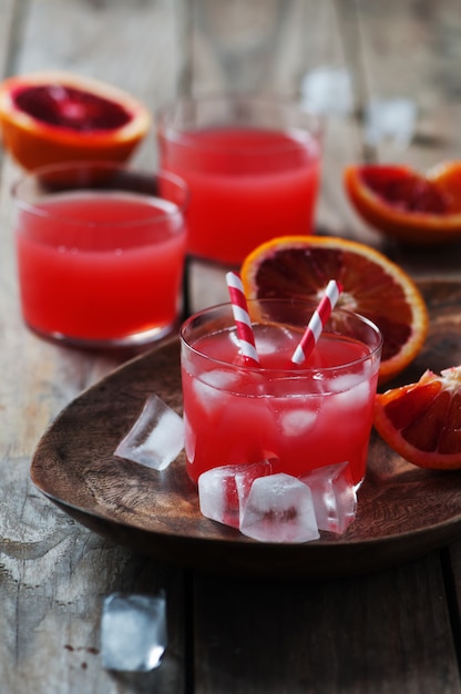 Fresh red orange juice in a glass