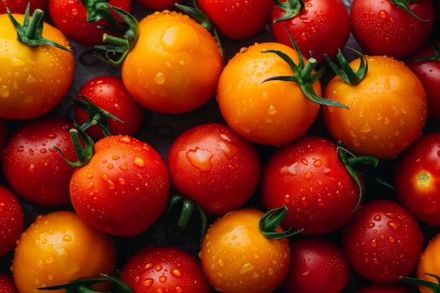 Fresh red organic tomatoes pattern Food background Generative AI