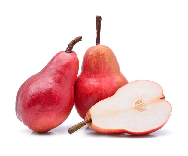 Fresh red pear isolated on white background