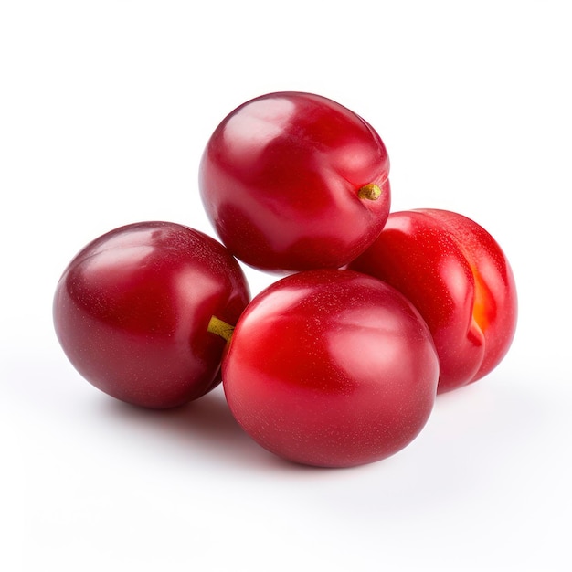 Fresh red plums isolated on a white background