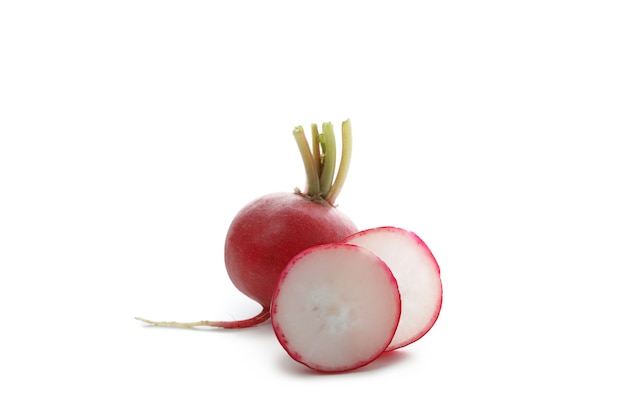 Fresh red radish isolated on white surface