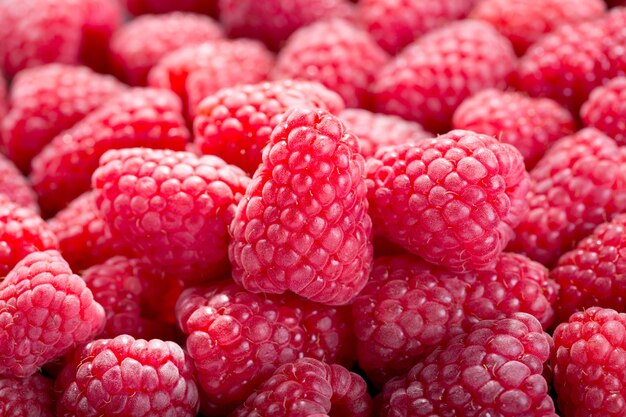 Fresh red raspberries as