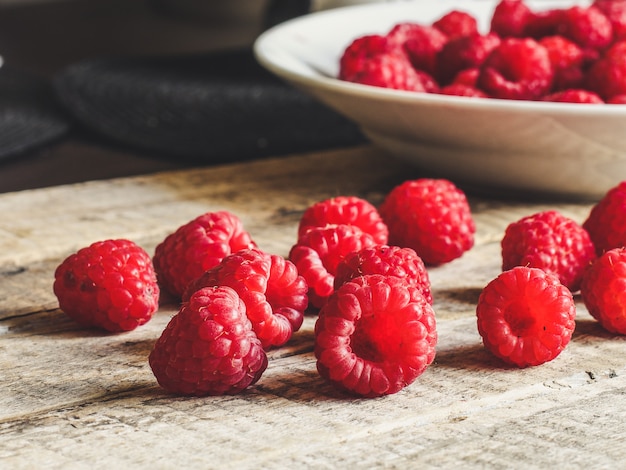 Fresh red raspberries