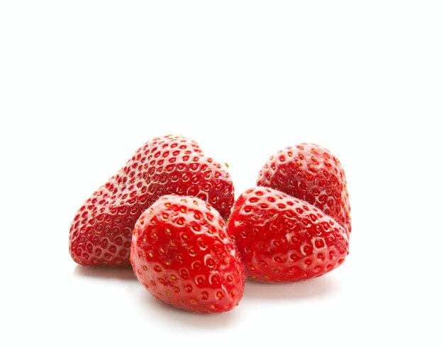 Fresh red ripe strawberries isolated on white