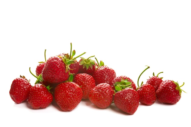 Fresh red ripe strawberries isolated on white