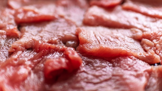 Fresh red sliced beef with selective focusing for cookery chef