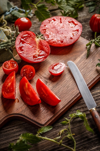 Fresh red sliced tomatoes