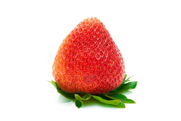 Fresh red strawberries on white background