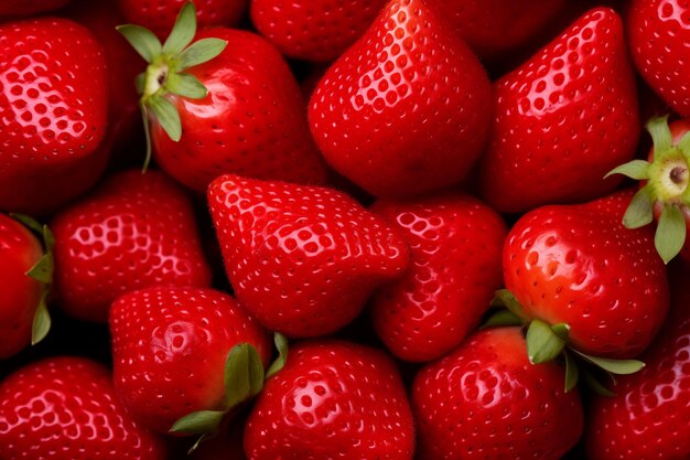 健康的な食事のコンセプトを表す新鮮な赤いイチゴの背景が並べられています