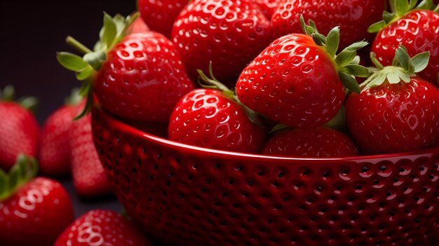 Fresh red strawberry in a bowl