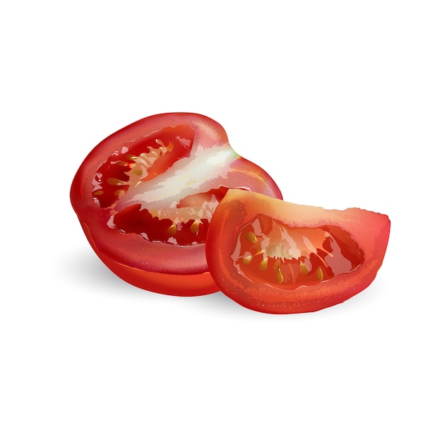 Fresh red tomatoes - healthy food design. Realistic style illustration.