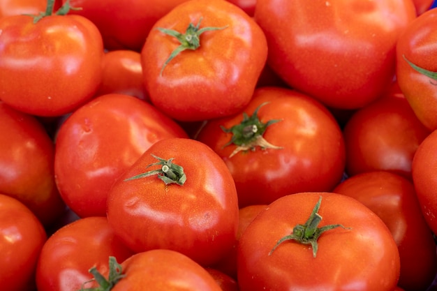 Fresh red tomatoes in the market bulk red tomatoes