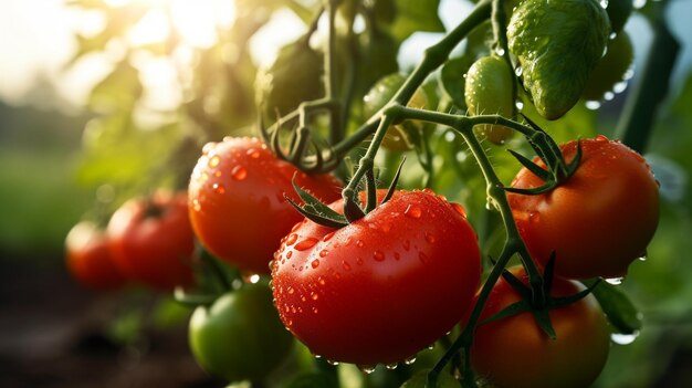 fresh red tomatoes with droplet